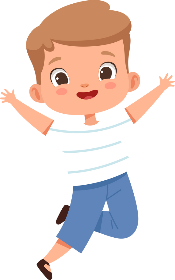 happy kids jumping childrens character