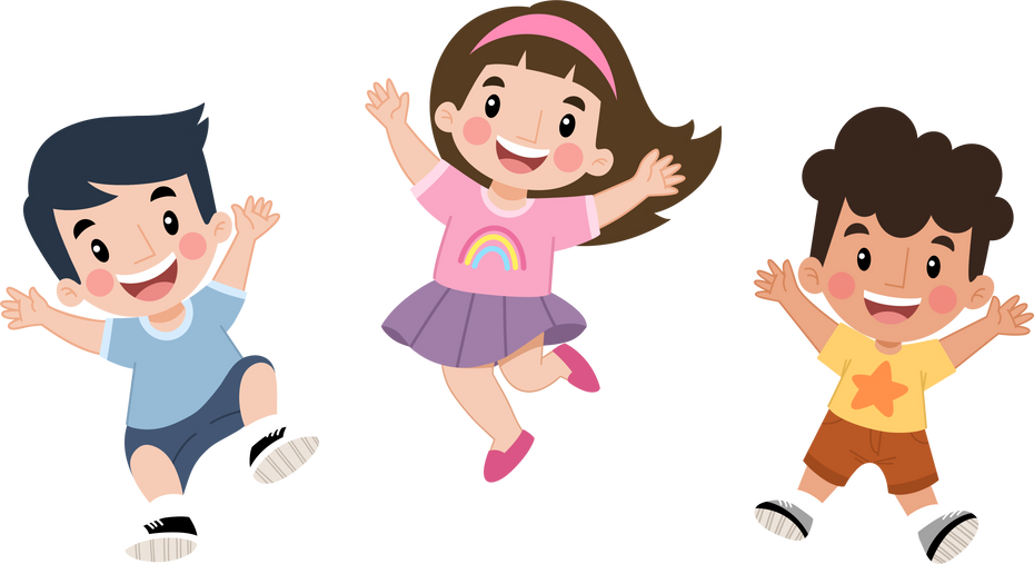 Happy kids jumping illustration, Cute children’s day